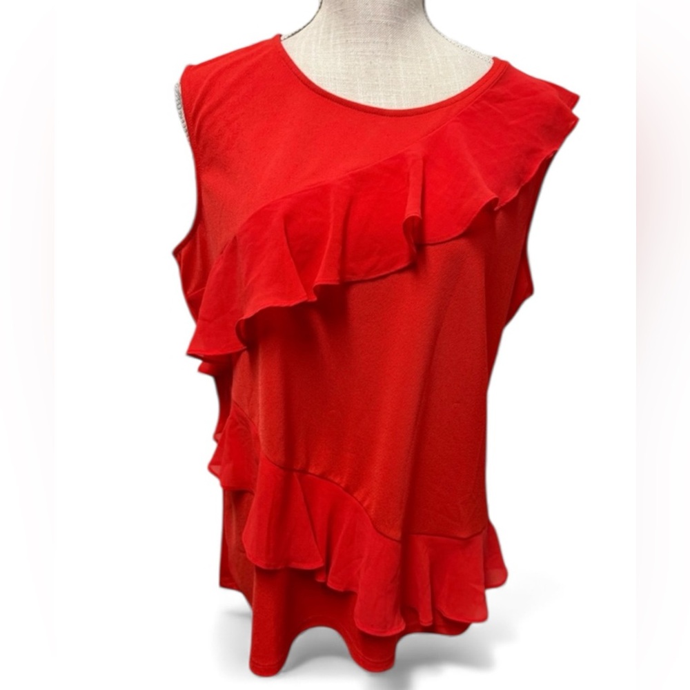 CALVIN KLEIN Ruffle Sleeveless Top Size XL